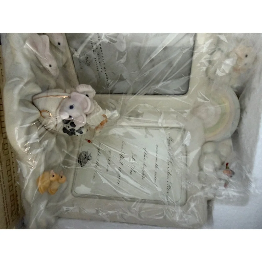 Lenox Noah's Ark Double Picture Frame Ivory China Gold Accents 3.5x5 New in‎ Box